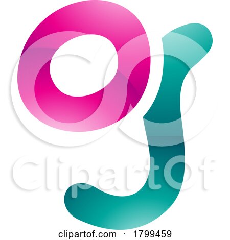 Persian Green and Magenta Glossy Letter G Icon with Soft Round Lines by cidepix