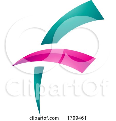 Persian Green and Magenta Glossy Letter F Icon with Round Spiky Lines by cidepix