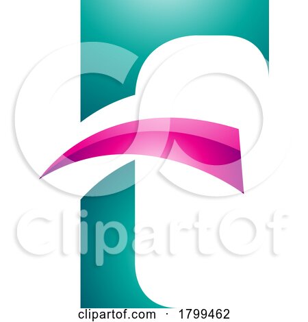 Persian Green and Magenta Glossy Letter F Icon with Pointy Tips by cidepix