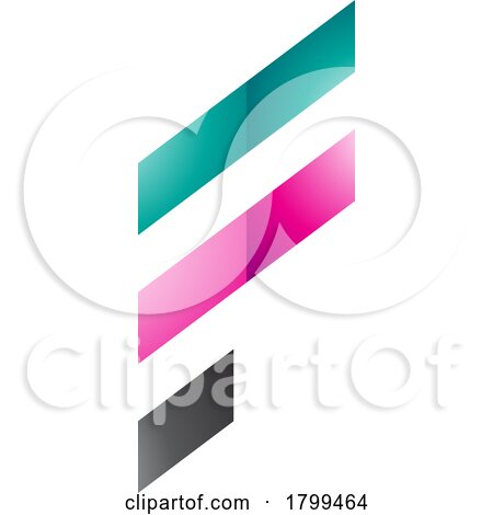 Persian Green and Magenta Glossy Letter F Icon with Diagonal Stripes by cidepix