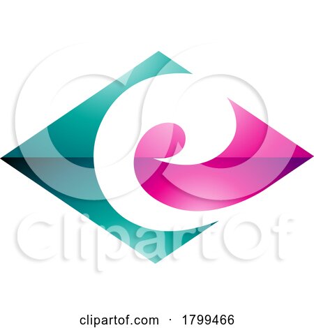 Persian Green and Magenta Glossy Horizontal Diamond Shaped Letter E Icon by cidepix