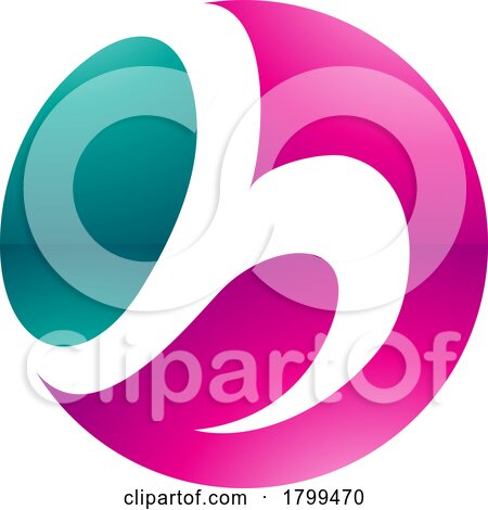 Persian Green and Magenta Glossy Circle Shaped Letter H Icon by cidepix