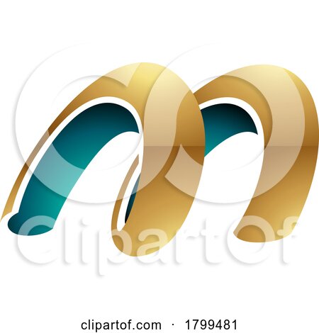 Persian Green and Gold Glossy Spring Shaped Letter M Icon by cidepix