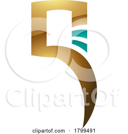 Persian Green and Gold Glossy Square Shaped Letter Q Icon by cidepix
