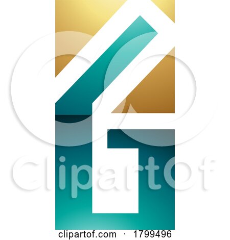 Persian Green and Golden Glossy Rectangular Letter G or Number 6 Icon by cidepix