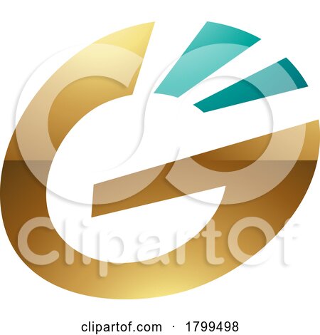Persian Green and Golden Glossy Striped Oval Letter G Icon by cidepix