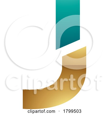 Persian Green and Gold Glossy Split Shaped Letter J Icon by cidepix