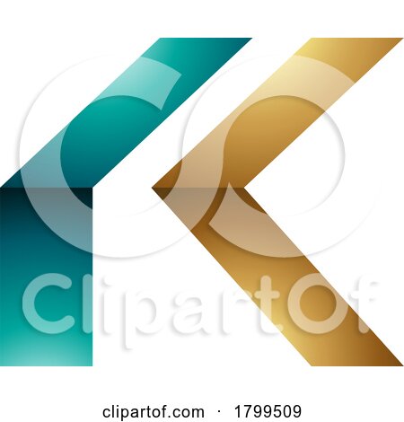 Persian Green and Golden Glossy Folded Letter K Icon by cidepix