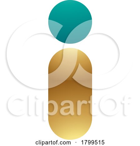 Persian Green and Golden Glossy Abstract Round Person Shaped Letter I Icon by cidepix