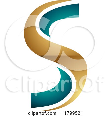 Persian Green and Gold Glossy Twisted Shaped Letter S Icon by cidepix