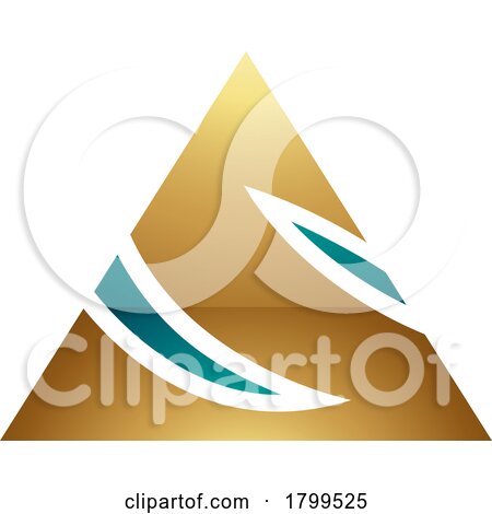 Persian Green and Gold Glossy Triangle Shaped Letter S Icon by cidepix