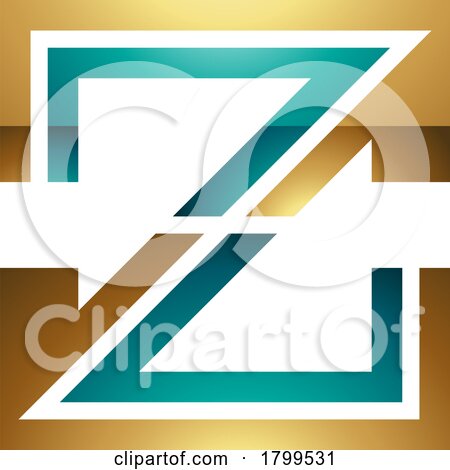 Persian Green and Gold Glossy Striped Shaped Letter Z Icon by cidepix