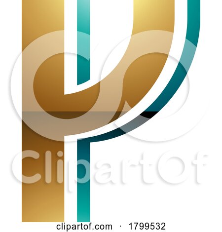 Persian Green and Gold Glossy Striped Shaped Letter Y Icon by cidepix