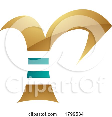 Persian Green and Gold Glossy Striped Letter R Icon by cidepix