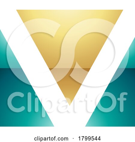 Persian Green and Gold Glossy Rectangular Shaped Letter V Icon by cidepix