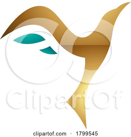 Persian Green and Gold Glossy Rising Bird Shaped Letter Y Icon by cidepix