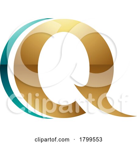 Persian Green and Gold Glossy Spiky Round Shaped Letter Q Icon by cidepix