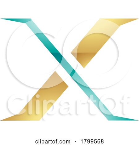 Persian Green and Gold Glossy Pointy Tipped Letter X Icon by cidepix