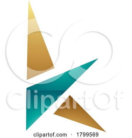 Persian Green and Gold Glossy Letter K Icon with Triangles by cidepix