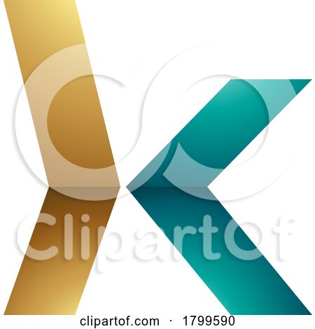 Persian Green and Gold Glossy Lowercase Arrow Shaped Letter K Icon by cidepix