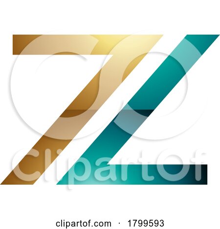 Persian Green and Gold Glossy Number 7 Shaped Letter Z Icon by cidepix