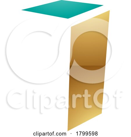 Persian Green and Gold Glossy Folded Letter I Icon by cidepix