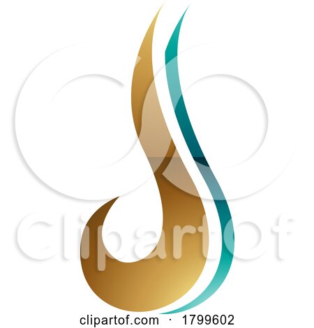 Persian Green and Gold Glossy Hook Shaped Letter J Icon by cidepix
