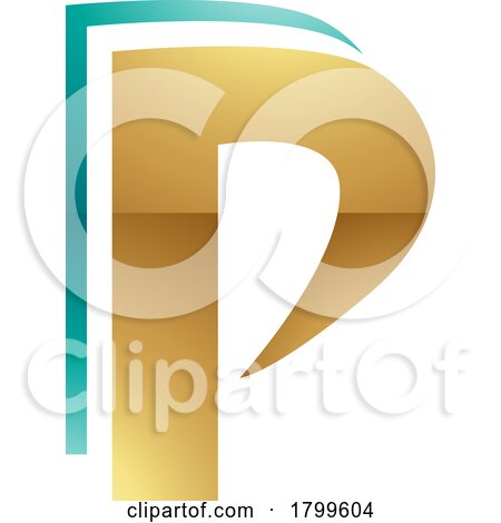 Persian Green and Gold Glossy Layered Letter P Icon by cidepix