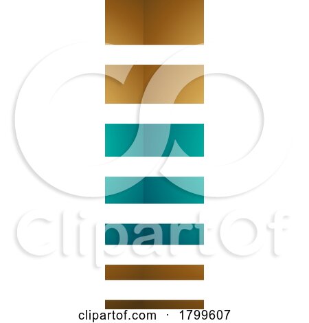 Persian Green and Gold Glossy Letter I Icon with Horizontal Stripes by cidepix