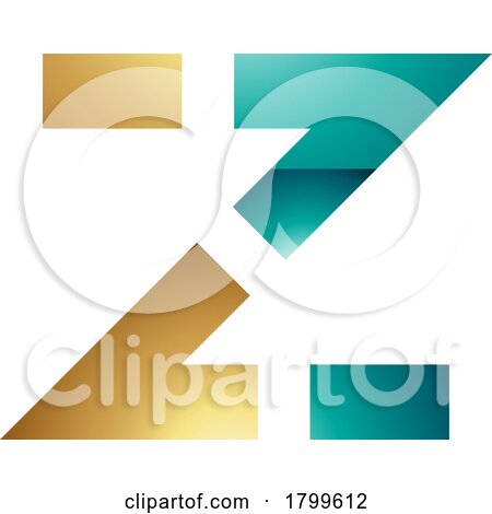 Persian Green and Gold Glossy Dotted Line Shaped Letter Z Icon by cidepix