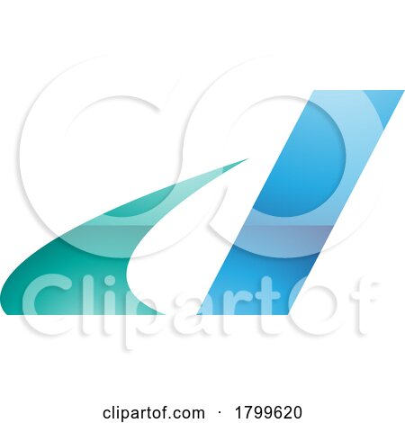 Persian Green and Blue Glossy Italic Swooshy Letter D Icon by cidepix