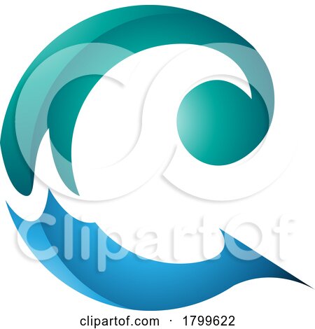 Persian Green and Blue Glossy Round Curly Letter C Icon by cidepix