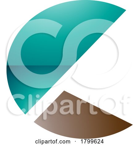 Persian Green and Brown Glossy Letter C Icon with Half Circles by cidepix