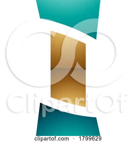 Persian Green and Gold Glossy Antique Pillar Shaped Letter I Icon by cidepix