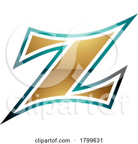 Persian Green and Gold Glossy Arc Shaped Letter Z Icon by cidepix