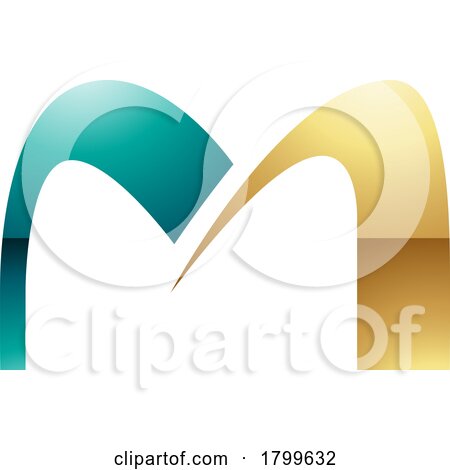 Persian Green and Gold Glossy Arch Shaped Letter M Icon by cidepix