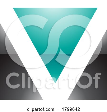 Persian Green and Black Glossy Rectangular Shaped Letter V Icon by cidepix