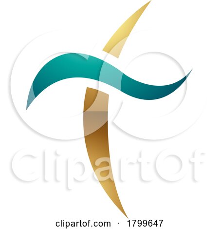 Persian Green and Gold Glossy Curvy Sword Shaped Letter T Icon by cidepix