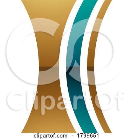 Persian Green and Gold Glossy Concave Lens Shaped Letter I Icon by cidepix