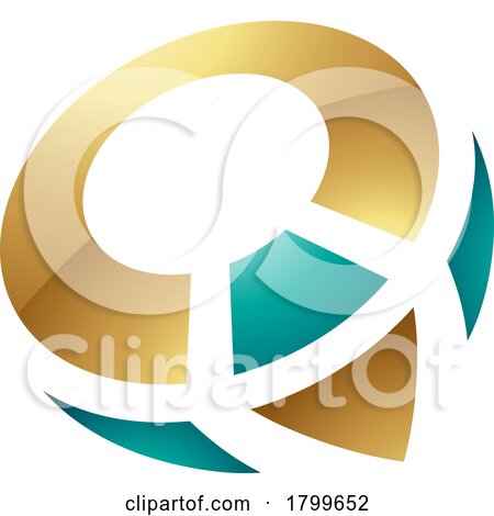 Persian Green and Gold Glossy Compass Shaped Letter Q Icon by cidepix