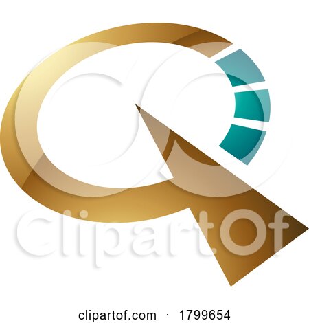 Persian Green and Gold Glossy Clock Shaped Letter Q Icon by cidepix