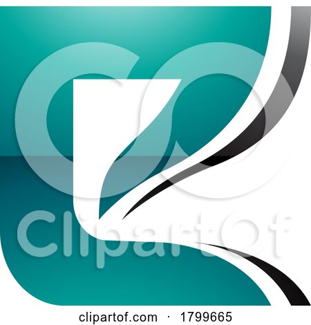 Persian Green and Black Wavy Layered Glossy Letter E Icon by cidepix