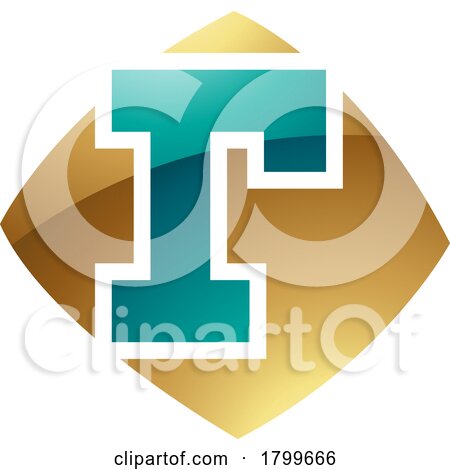 Persian Green and Gold Glossy Bulged Square Shaped Letter R Icon by cidepix