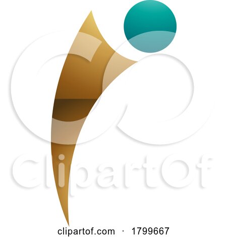 Persian Green and Gold Glossy Bowing Person Shaped Letter I Icon by cidepix