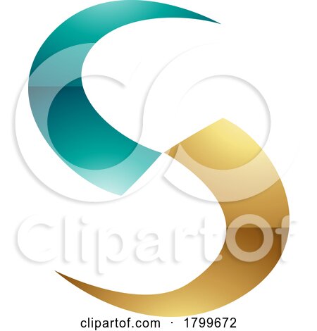 Persian Green and Gold Glossy Blade Shaped Letter S Icon by cidepix