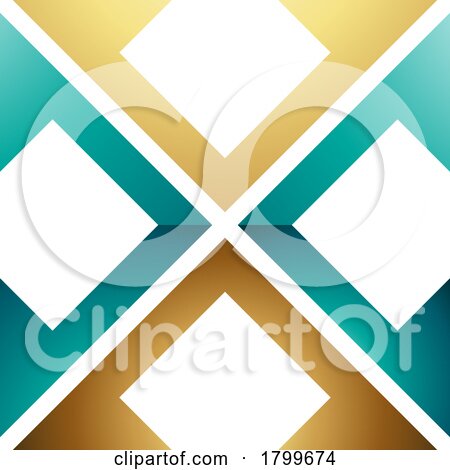 Persian Green and Gold Glossy Arrow Square Shaped Letter X Icon by cidepix