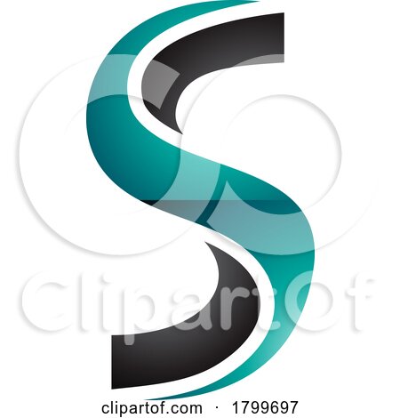 Persian Green and Black Glossy Twisted Shaped Letter S Icon by cidepix