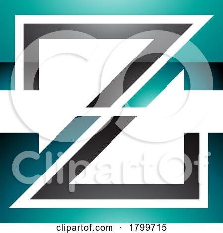Persian Green and Black Glossy Striped Shaped Letter Z Icon by cidepix