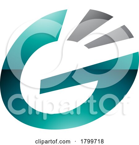 Persian Green and Black Glossy Striped Oval Letter G Icon by cidepix