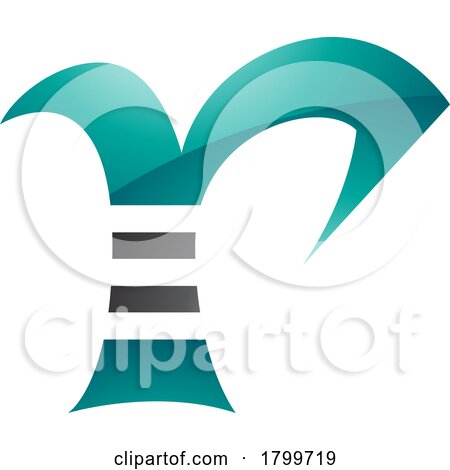 Persian Green and Black Glossy Striped Letter R Icon by cidepix